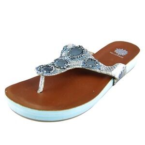Yellowbox Karlie Women Thong Sandal‎ Shoes Silver Synthetic Size 7.5 Medium